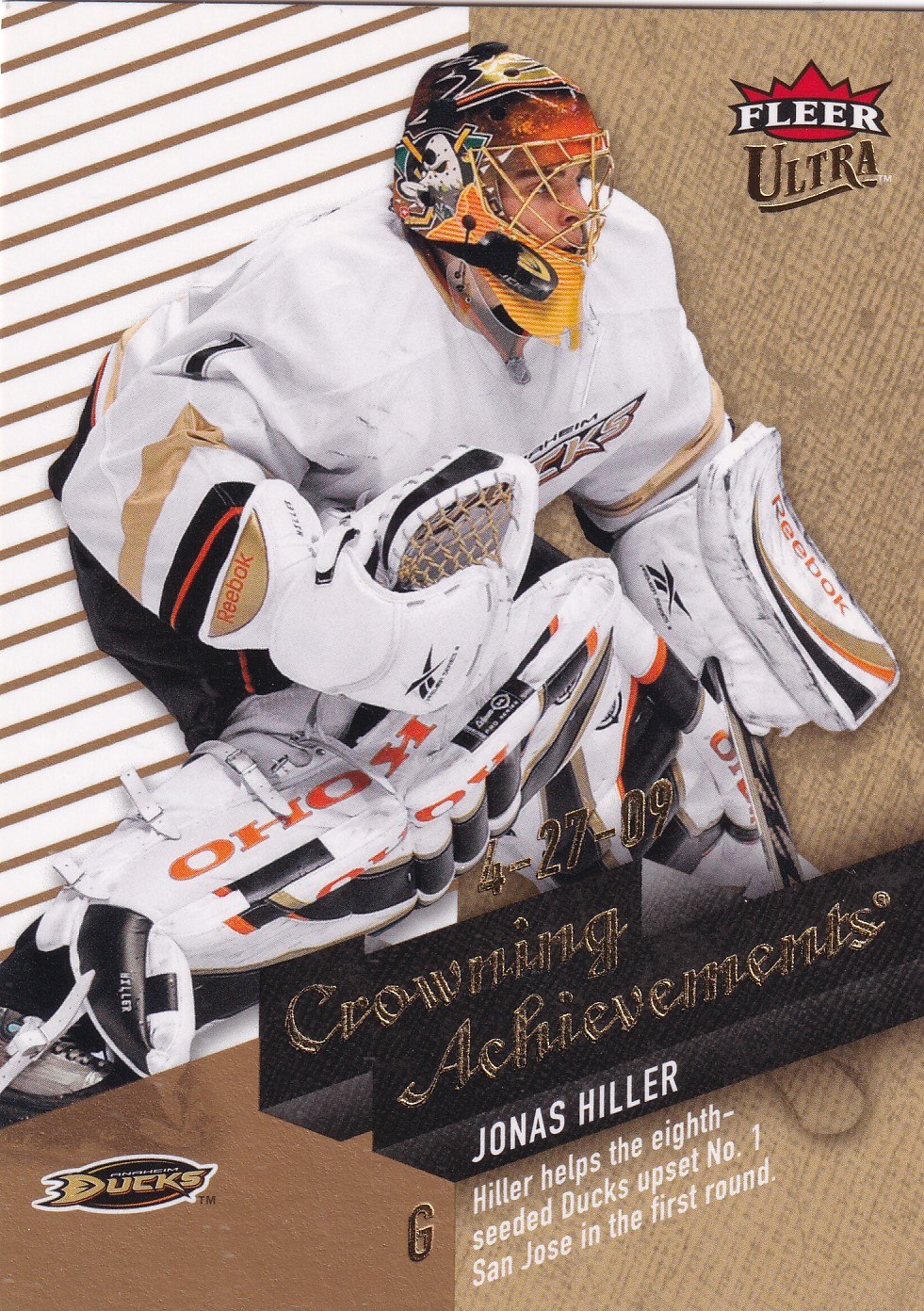 Jonas Hiller - 2009/10 Fleer Ultra Hockey - Crowning Achievements - #CA9