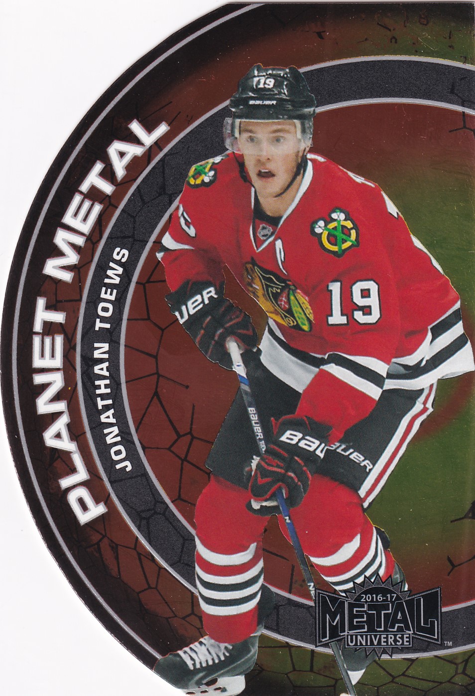 Jonathan Toews - 2016/17 Fleer Showcase Hockey - Planet Metal - #PM5