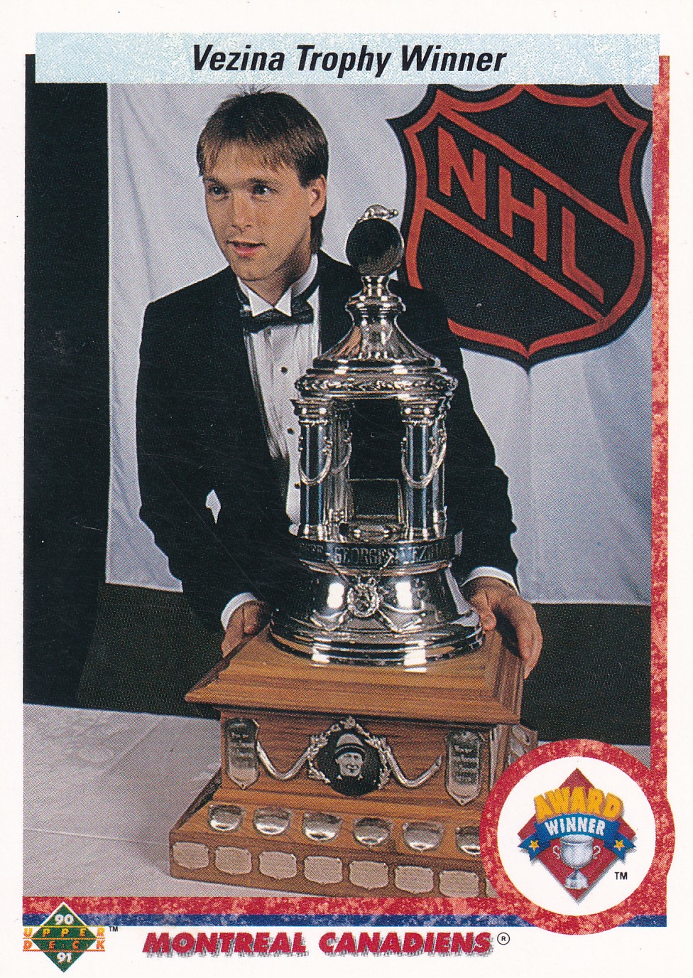 Patrick Roy - 1990/91 Upper Deck Hockey - Vezina Trophy - #207