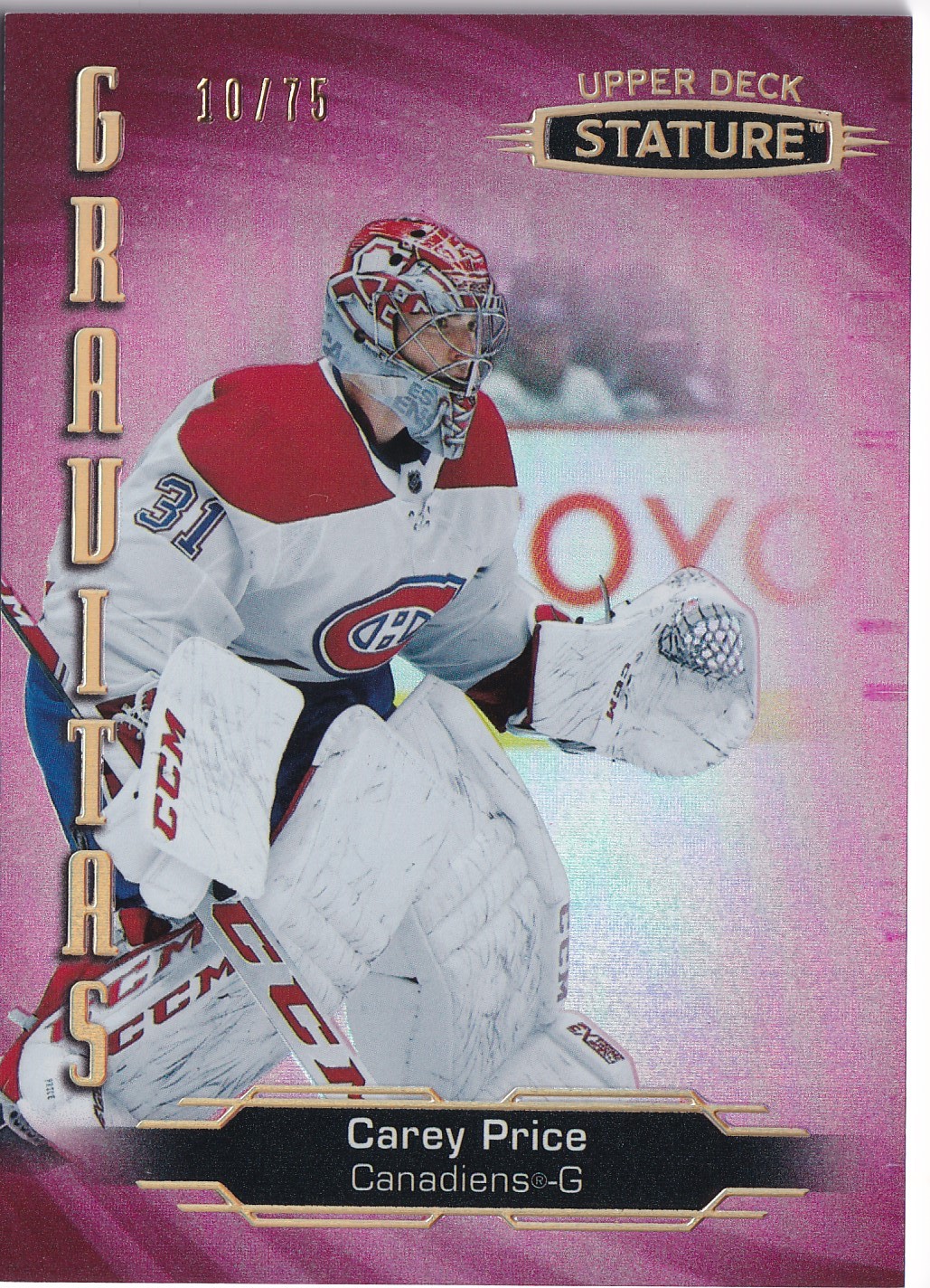 Carey Price - 2020/21 UD Stature Hockey - Gravitas /75 - #G16