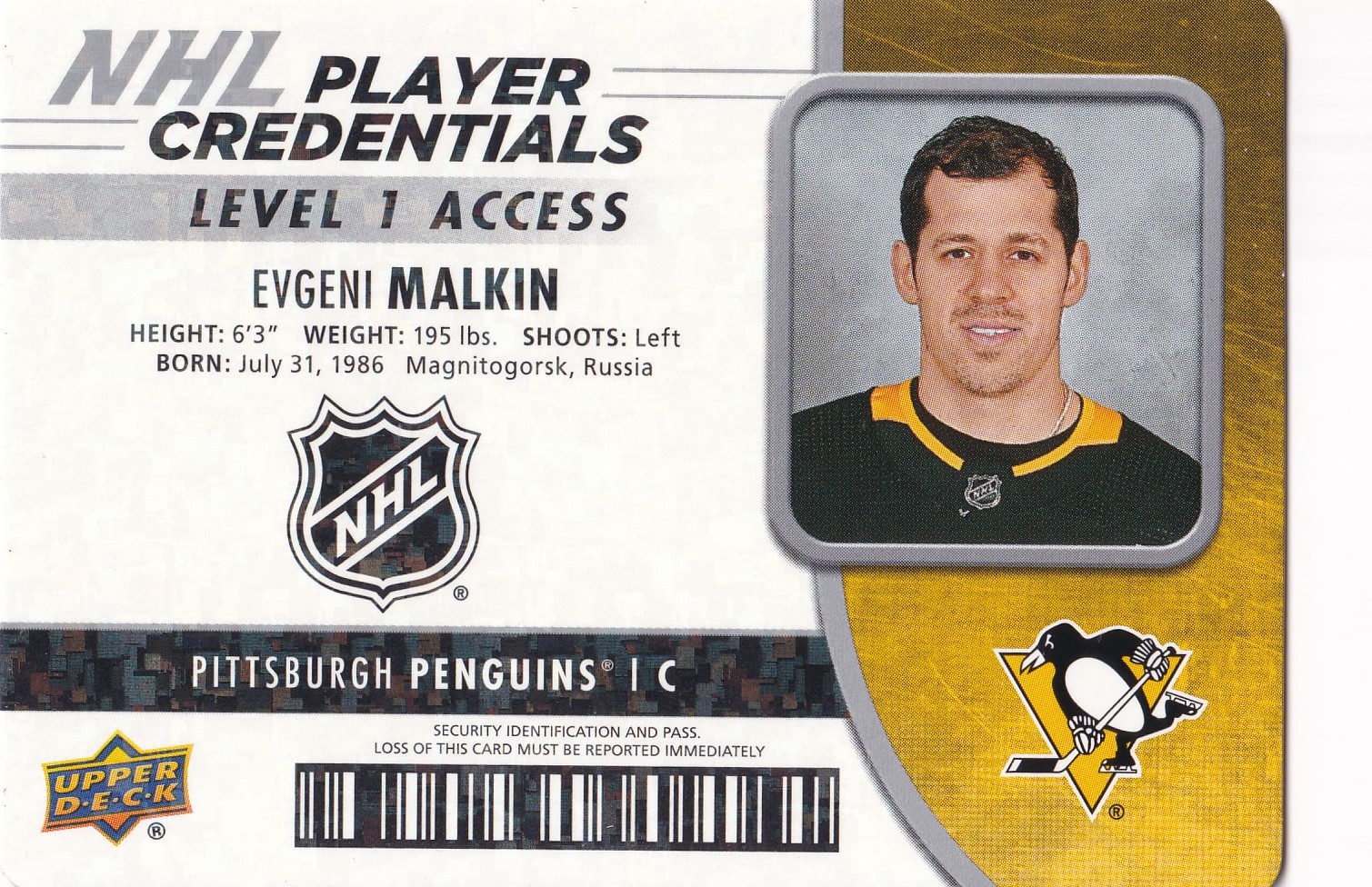 Evgeni Malkin - 2018/19 MVP Hockey - NHL Player Credentials - #NHL-EM