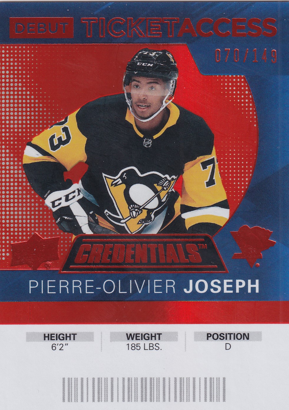 Pierre-Olivier Joseph - 2020/21 UD Credentials - Debut Ticket Access /149 - #116